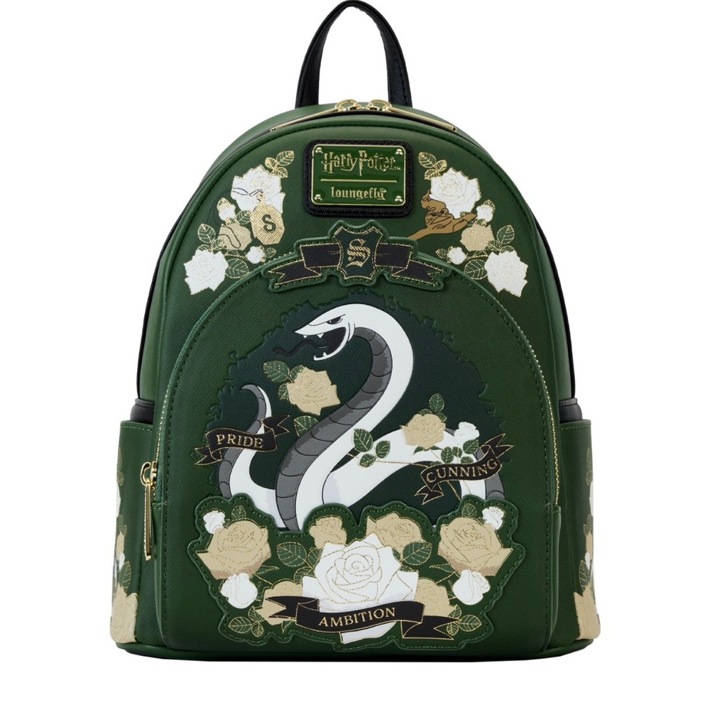 Loungefly Dark Green Slytherin Snake Mini Backpack